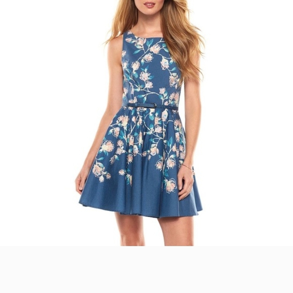 LC Lauren Conrad Blue Floral Mini Dress